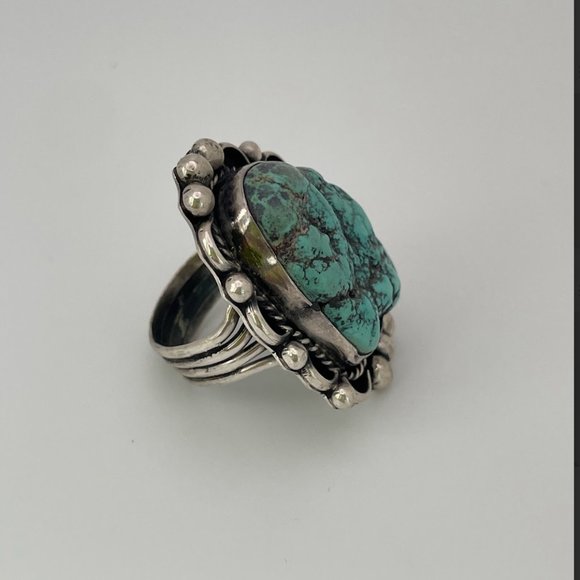 Rough Turquoise and Sterling Silver Ring - Picture 4 of 13